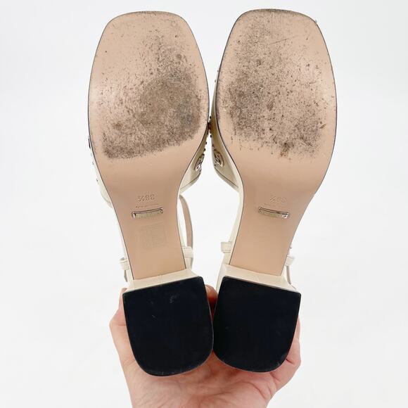 Gucci Mystic White Janaya Interlocking GG Studs Ankle Strap Sandals EU 38.5 - Picture 12 of 16